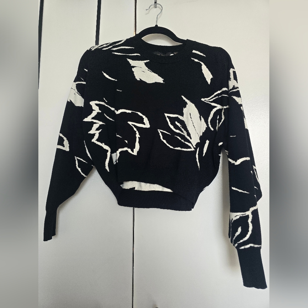 Ted Baker London Black and Cream Leaf Sweater